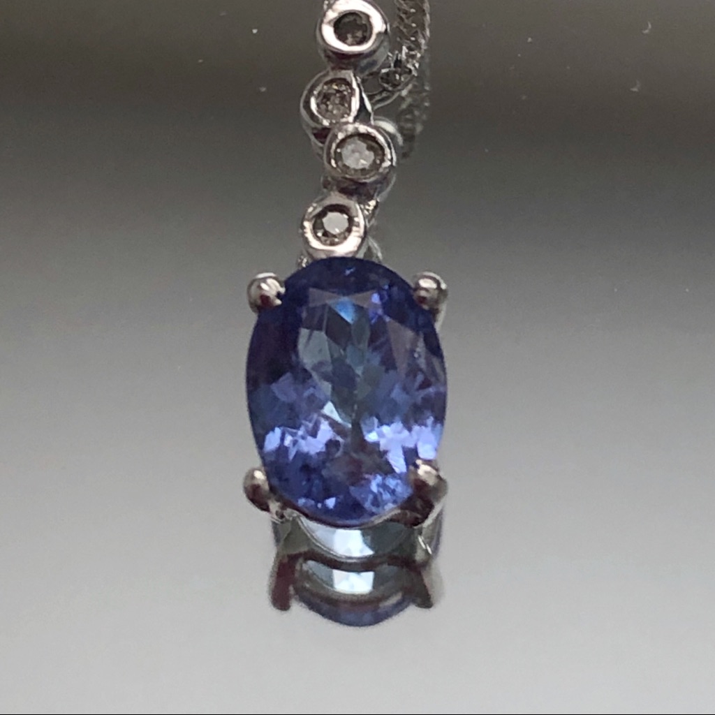 Tanzanite Diamond 14 Kt White Gold Necklace